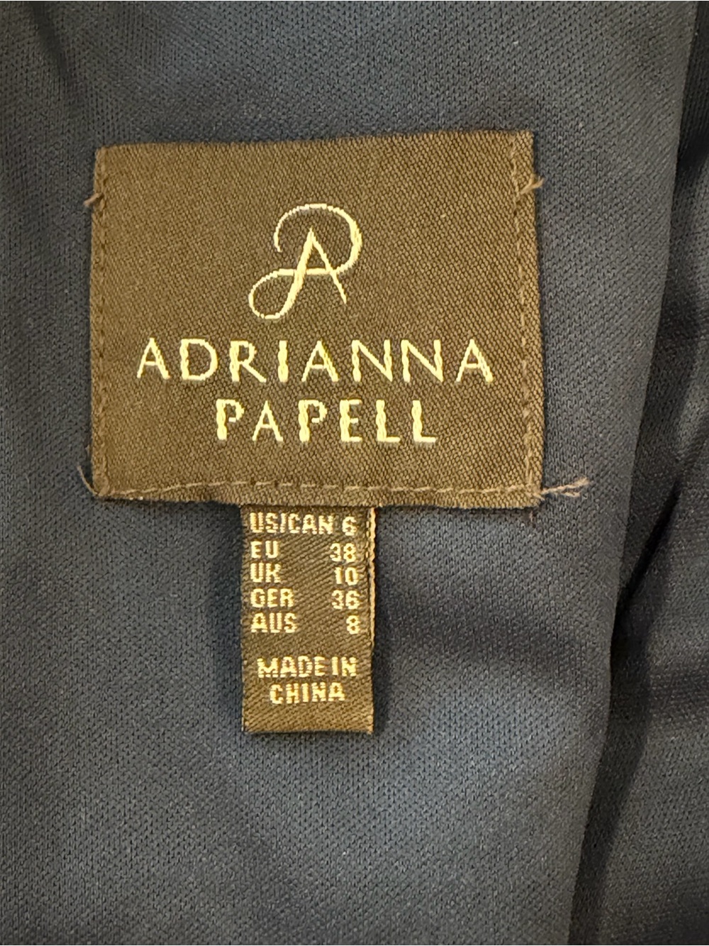 Adrianna Papell Navy Beaded Illusion Evening Gown - Picture 8 of 9